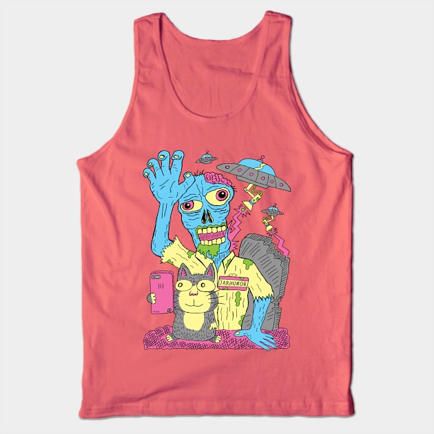 Cat Zombie UFO Tank Top by jarhumor